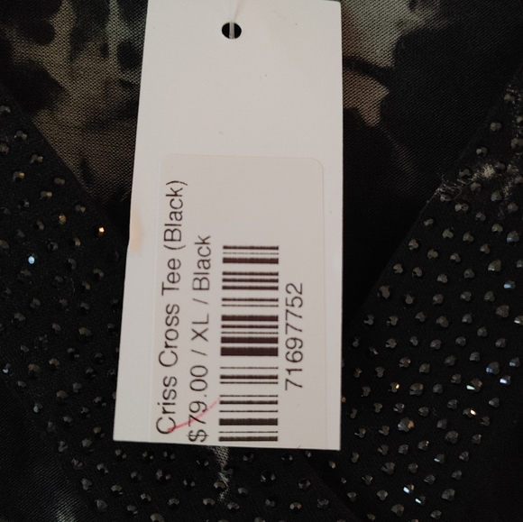 NWT Vocal Black & Grey Criss Cross Tee ~ Size Xl - Picture 3 of 10